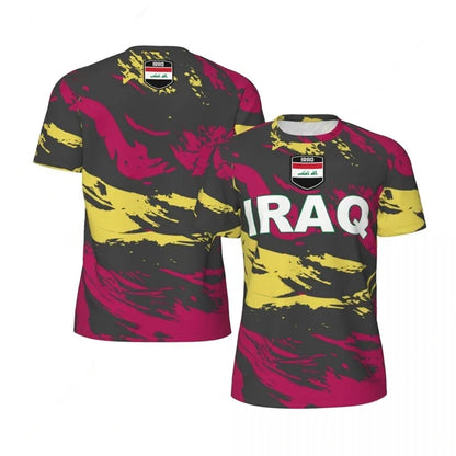 IRAQ Flag 3D Print Sport Quick Dry Breathable Men T-shirt Outdoor Football Jersey Team Fan Loose Short Sleeve Summer Top Clothes