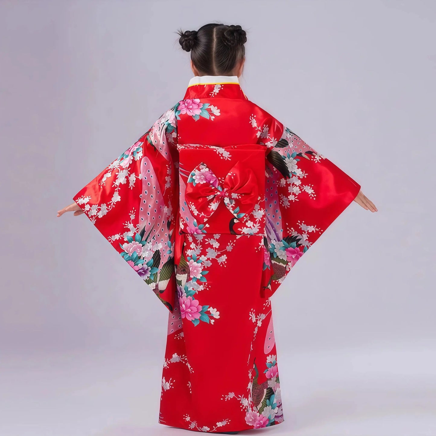 Kids Japanese Kimono Bathrobe Gown Japan Style Flower Yukata Dress Vintage Haori For Girl Halloween Cosplay Traditional Costume