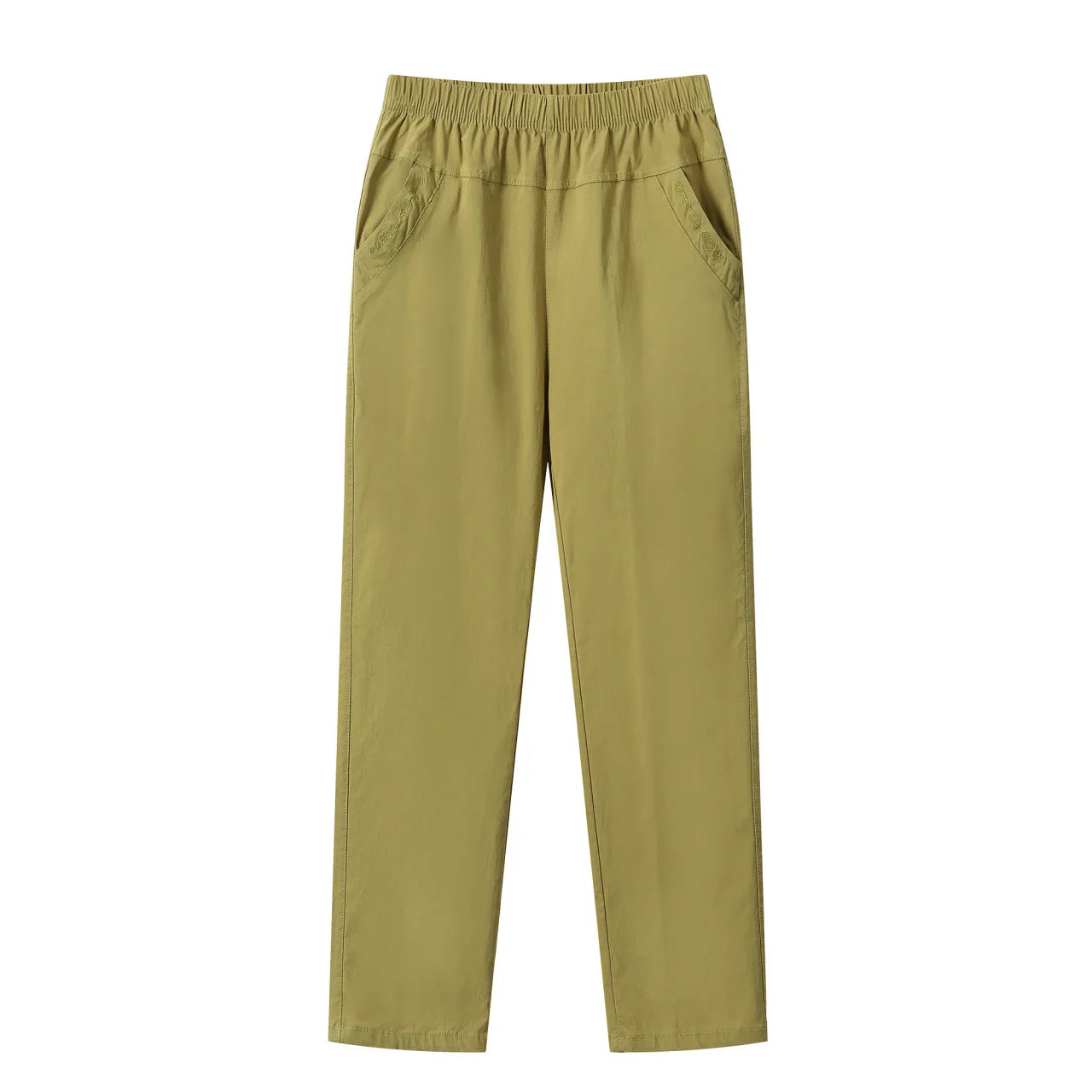 Summer Casual Washed Cotton Women's Plus Size Pants 2025 Elastic Waist Office Casual Outdoor Trousers Breathable Cool Clothing