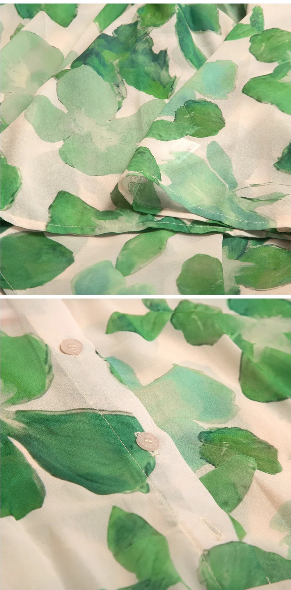 Women's Dress 2025 Spring New Long Sleeve Collar Green Flower Vacation