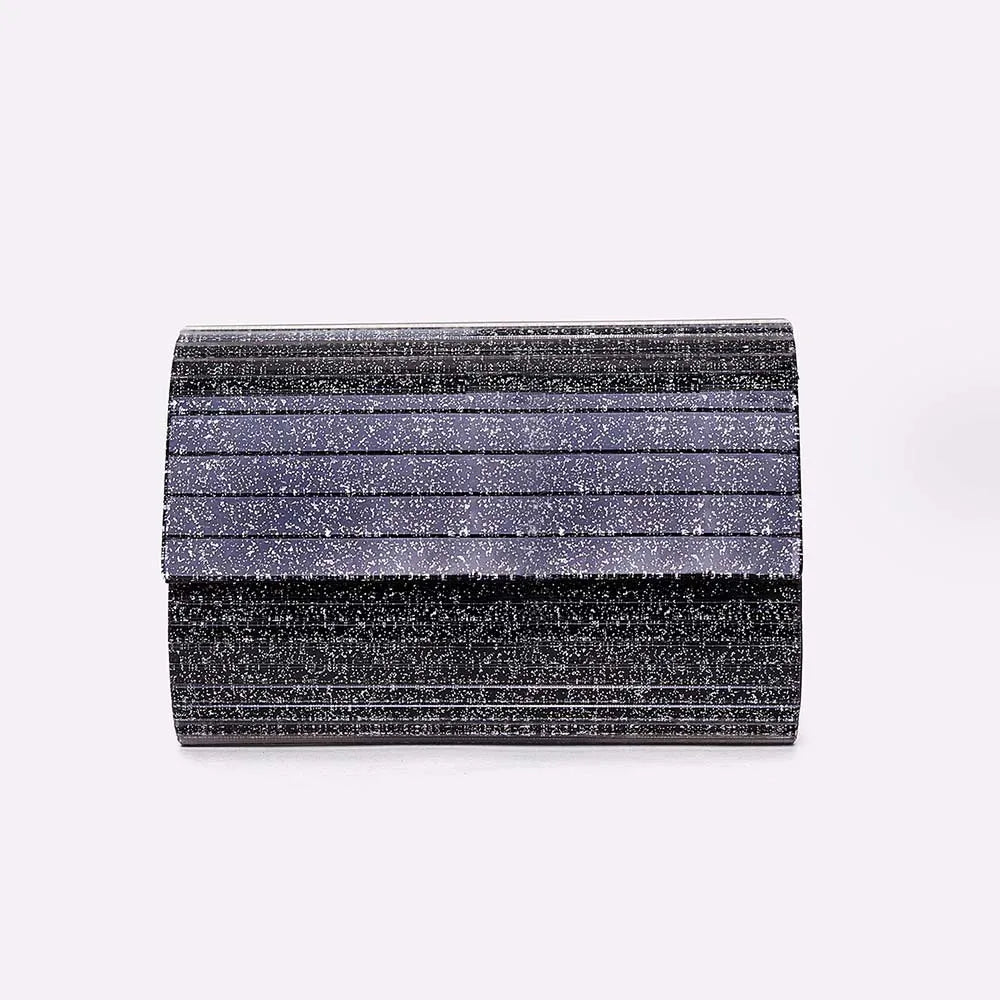 Fashionable Spliced Stripes Acrylic Evening Clutch Handheld Crossbody Ladies Bag for Weddings and Parties