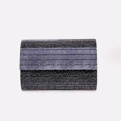 Fashionable Spliced Stripes Acrylic Evening Clutch Handheld Crossbody Ladies Bag for Weddings and Parties