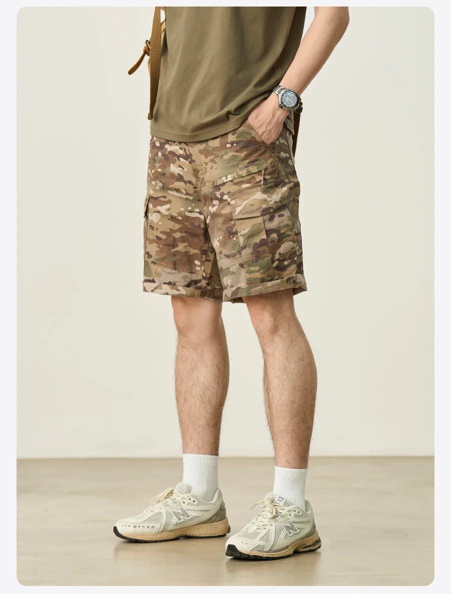 2025 Summer New Camouflage Tactic Shorts Men Oversize Outdoor Cargo Shorts