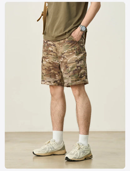 2025 Summer New Camouflage Tactic Shorts Men Oversize Outdoor Cargo Shorts