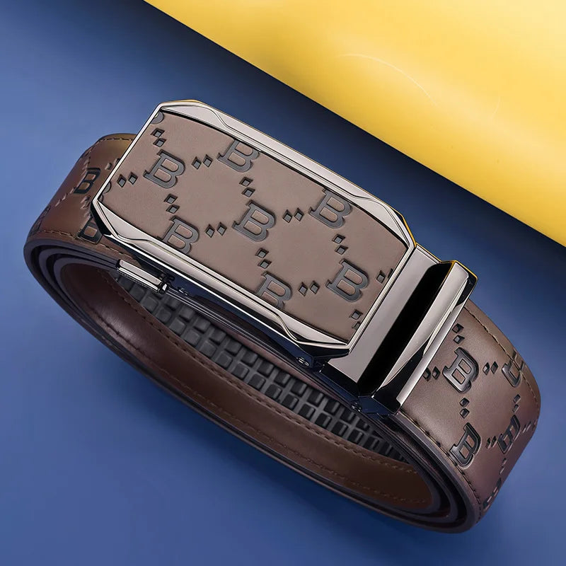 Luxury Men's Belt Genuine Leather Belt Men Adjustable Automatic Belt, Men's Business Belt Fashion Designer Belt for Men