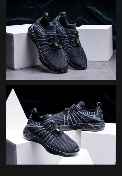 New Black Running Shoes for Men Waterproof Breathable Training Sneakers Male Outdoor Anti-Slip Trekking Sports Shoes