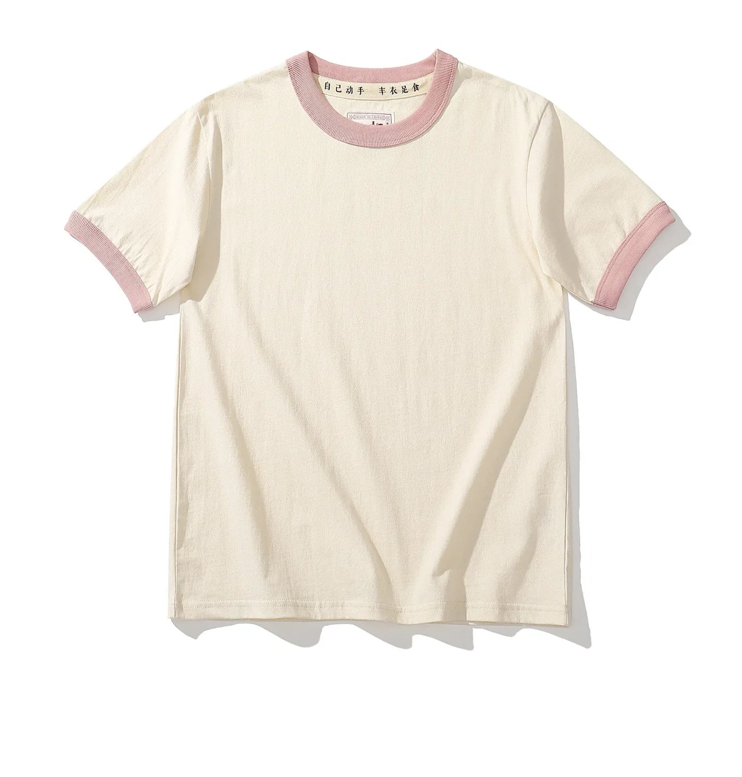 Summer New Couple Beach Tops  Fashion Casual Stitching Color Collar Tee Short Sleeve of Unisex Cotton Comfortable O-Neck T-shirt