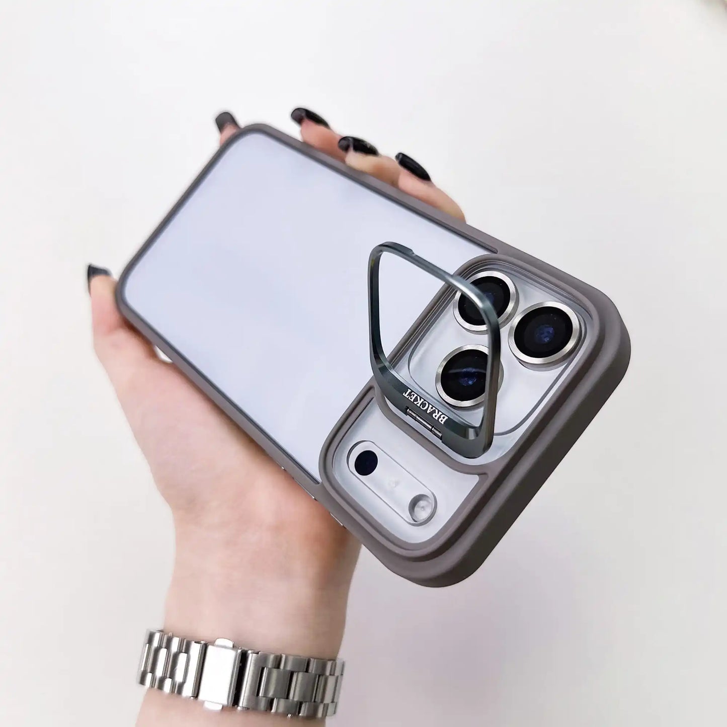 Premium Lens Holder Phone Case For iPhone 11 12 13 14 15 16 17 Pro Max Plus Shockproof Armor Transparent Cover Lens Protector