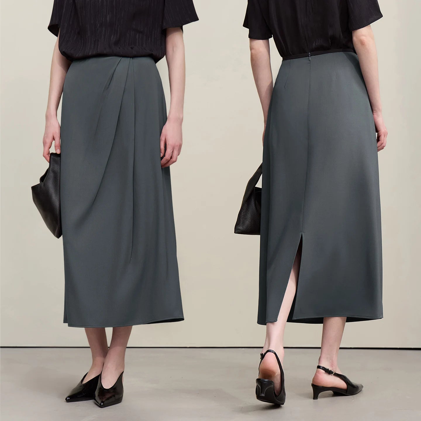 Women's Skirt 2026 Summer New Solid Color Wrinkle-Resistant Elegant Office Versatile Long Pleated Skirt For Women 12622145