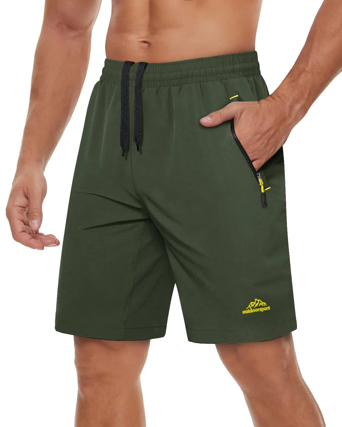 Quick Dry Athletic Shorts with Zipper Pockets Men's Summer Running Shorts Gym Training Workout Fitness Hiking Shorts