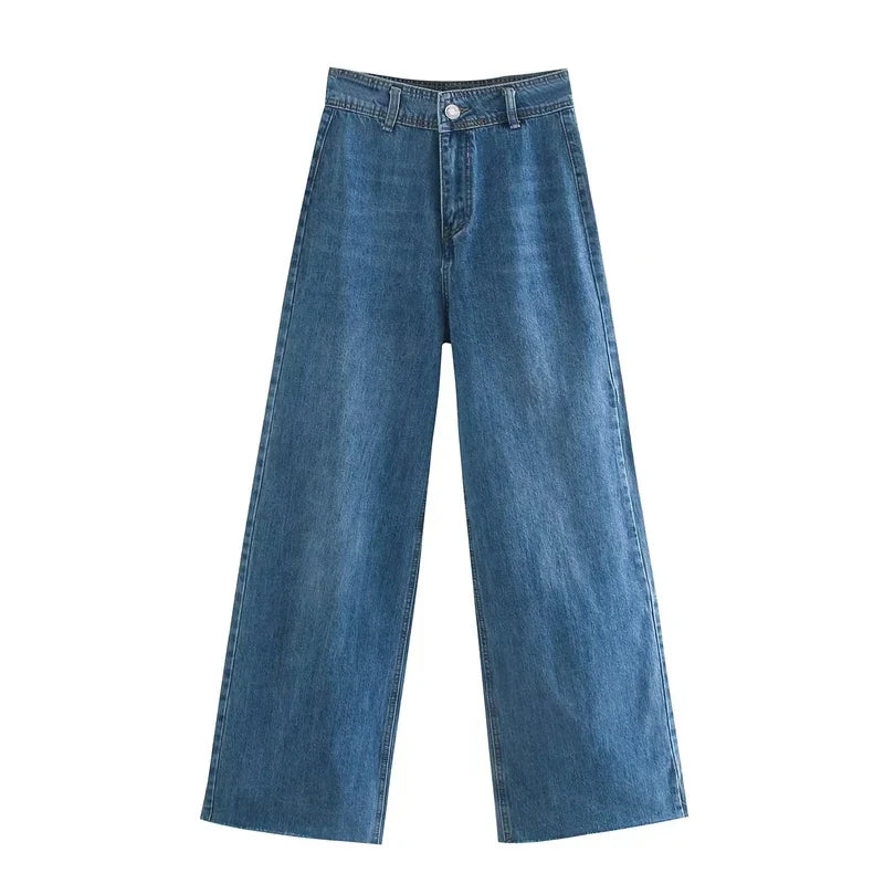 High Waist Straight Leg Navy Sle Women's Jeans Z Brand Slim Fit Casual Pants for Young Ladies Autumn Season