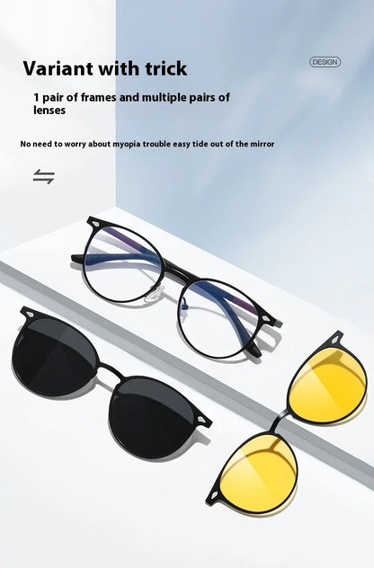 New Style 3 In 1 Metal Magnet Clip On Polarized Sunglasses Men Women Luxury Brand Design Sun Glasses Frame Eyewear UV400