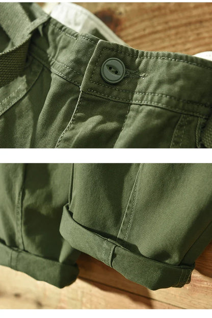 100 Cotton Men's Cropped Pants Trendy Straight Fit Cargo Trouser Male Ankle Length Korean Style Jappan Vintage Y2K Casual Khaki