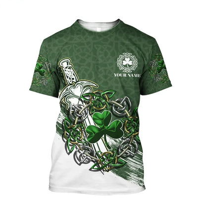 2023 Summer New Printed Irish Celtic Men's and Women's T-shirt, Custom Name Short Sleeve Unisex Shirt, Harajuku Large Casual Sty