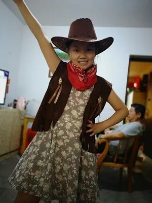 2024 Children Adult Cowboy Cosplay Costumes Halloween Party Masquerade Boy Woman Wild West Fancy Cowgirl Vest Cap Scarf Outfits