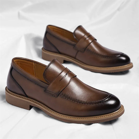 British Style Business Casual Shoes for Man Spring Autumn New Designer Leather Shoes Male Solid Color Men's Dress Elegant Shoe