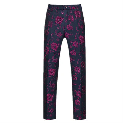 New Men Luxury Jacquard Suit Pants Fashion Wedding Party Groom Dress Trouser