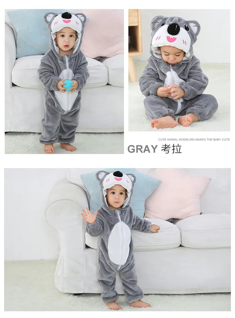 Cute Monkey Tiger Dinosaur Cosplay Costumes Boys Girls Toddler Animal Jumpsuit Baby Rompers Infant Clothes Pyjamas Kids Kigurumi