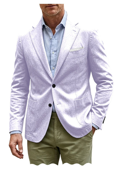 Men's Cotton Blazer Notch Lapel 2 Button Slim Fit Suit Jacket Lightweight Breathable Business Casual Daily Sport Coat for Spring