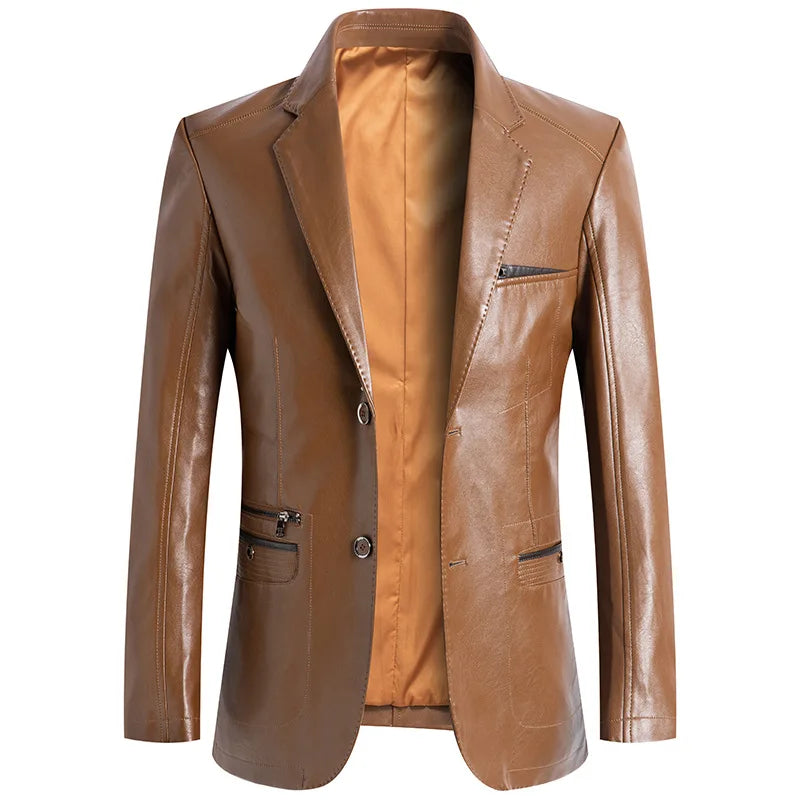 2025 Autumn Jacket Men Solid Color Leather Coat Jacket Casual Motorcycle Biker Coat Leather Jackets Male Big Size 6XL 7XL