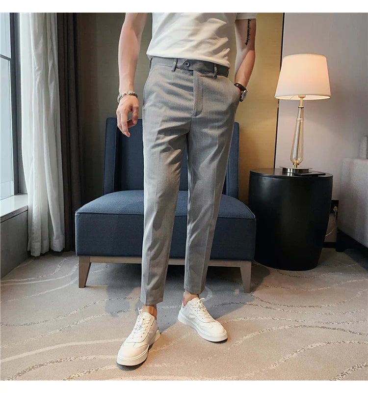 High Quality Fashion Striped Casual Men's Suit Pants 2026 New Business Office Social Wedding Slim Fit Trousers Oversized Size
