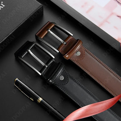 Men Belts High Quality Genuine Leather LONG Large Pin Buckle Metal Automatic Buckle Male Belts Strap Male
