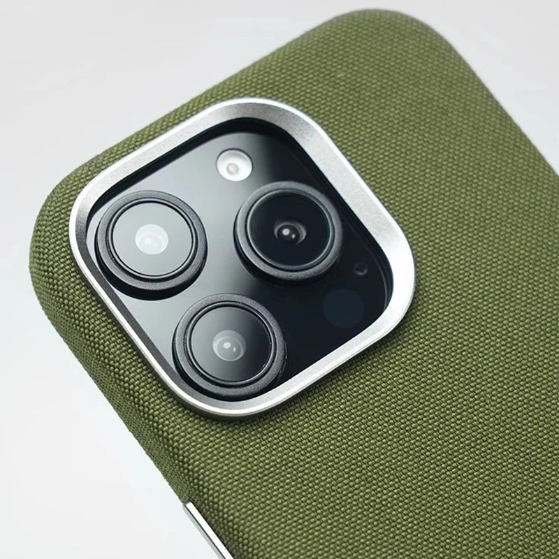For MagSafe Nylon Canvas Phone Case For iPhone 13 14 15 16 Pro Max Plus Luxury Weave Texture Military Shockproof Magnetic Cover