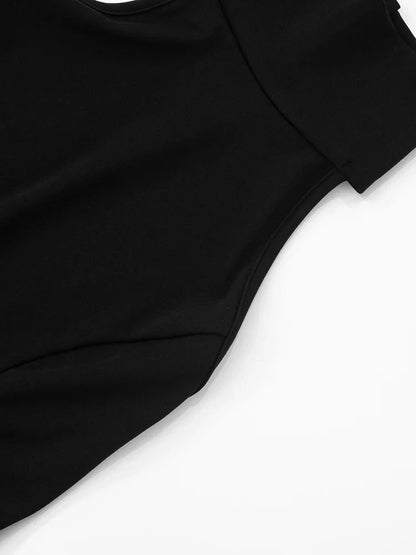Ruffled Patchwork Sexy Rompers Female Patchwork Off-Shoulder High Waist Contrast Summer 2025 Women's Jumpsuit Bodysuits