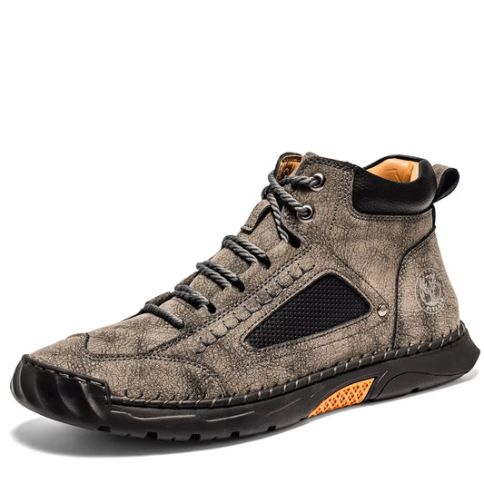Men's Classical Vintage Soft Skin-friendly Feeling Frosted Genuine Leather Business Ankle Boots Handmade Casual Boots