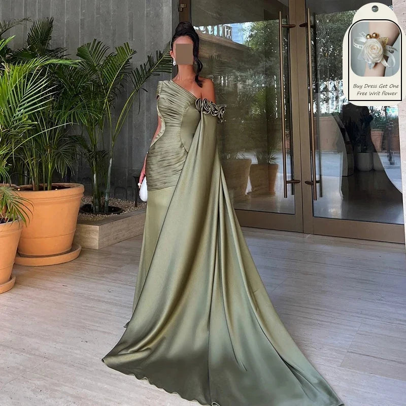 2025 Long Prom Evening Dresses Mermaid One Shoulder Saudi Arabia Party Dress Formal Cocktail Prom Gowns Customized