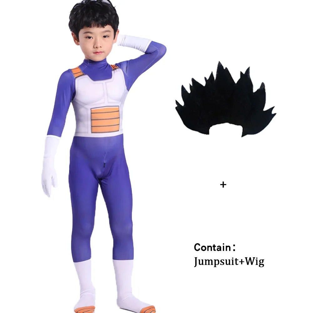 Kids Adult Blue Vegeta-boy Cosplay Costume Goku Costume Suit Superhero Jumpsuit Finery Dress Up