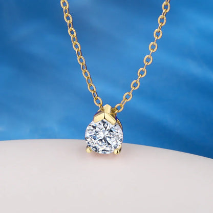 1 Carat Round Brilliant Cut Moissanite Pendant Necklace for Women S925 Silver 18k Gold Plated Solitaire Diamond Pendant Jewelry