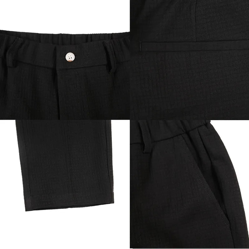 Men's Waffle Casual Pants Fashion Korean Stretch Waist Business Formal Pants Mens Social Party Suit Pants Streetwear Pencil Pant
