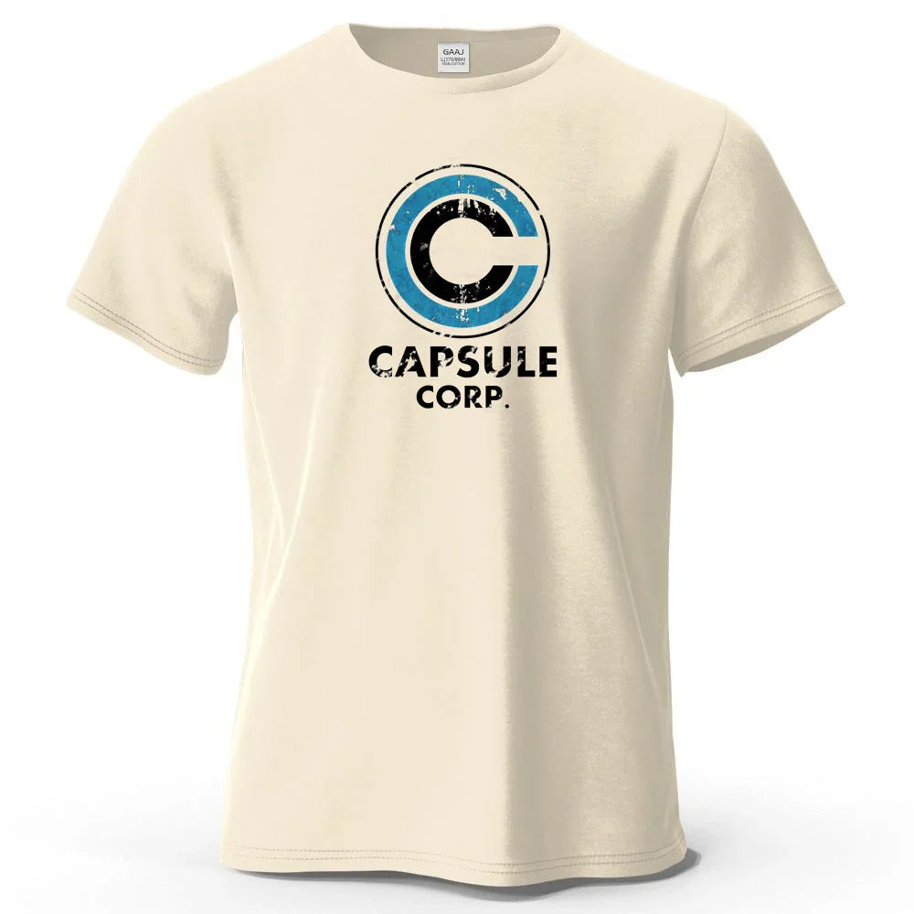 S-4XL Capsule Corp 100% Cotton Funny Printing Japan Anime Men T Shirt Tee Summer Streetwear Tops Fashion Brand Tshirt Clothing