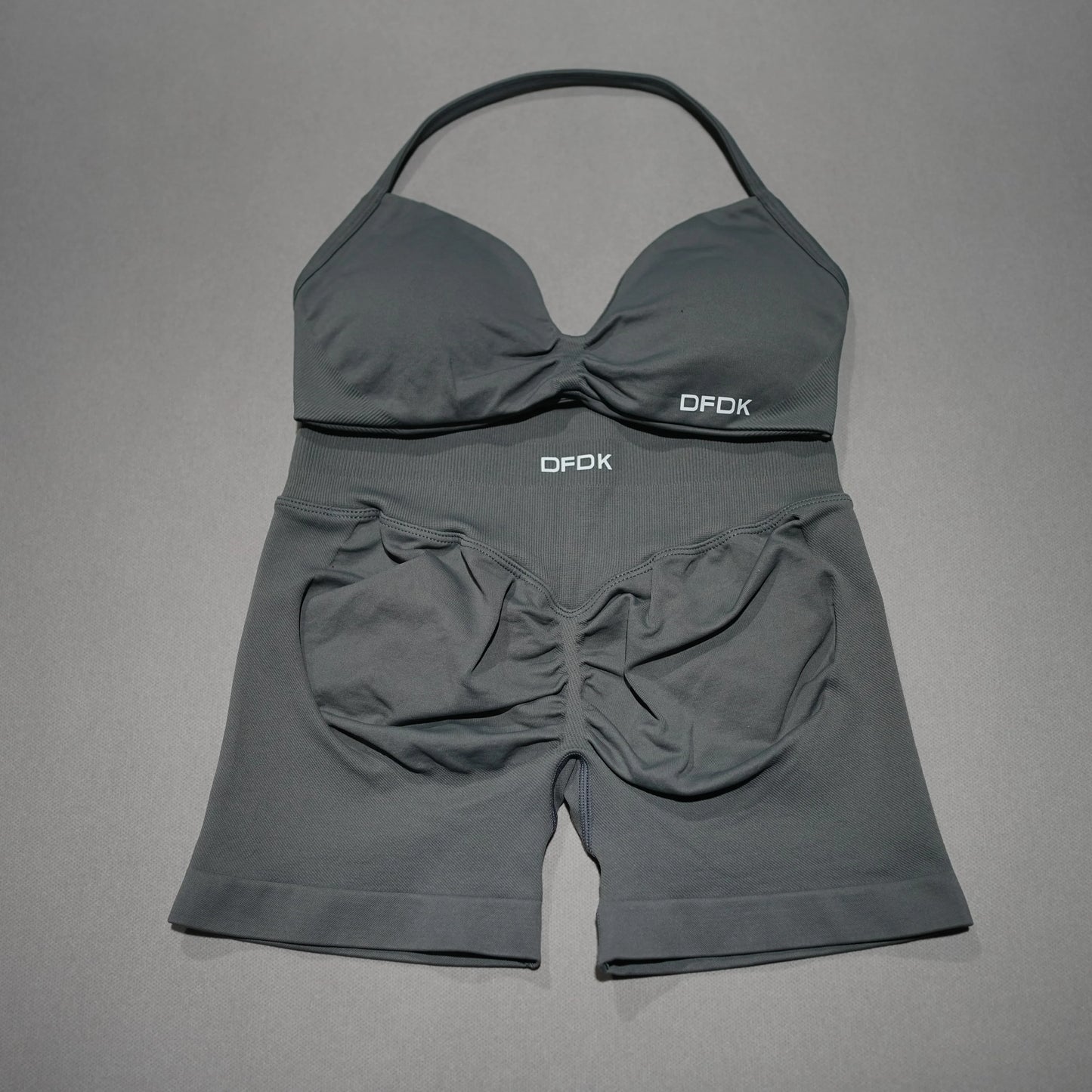 Women 2PCS Fitness Sports Set Lace Up Yoga Bra High Waist Short Leggings Seamless Cycling Running Workout Activewear