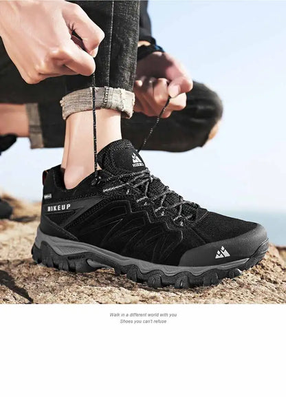 High Quality Leather Hiking Shoes Durable Outdoor Sport Men Trekking Leather Shoes Lace-Up Climbing Hunting Sneakers