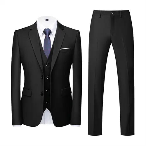 2026 New Men's Suit 3-Piece, Wedding Party Dress Jacket Vest Trousers, Fashion Slim Fit Blazer Waistcoat Pants Red Blue Green