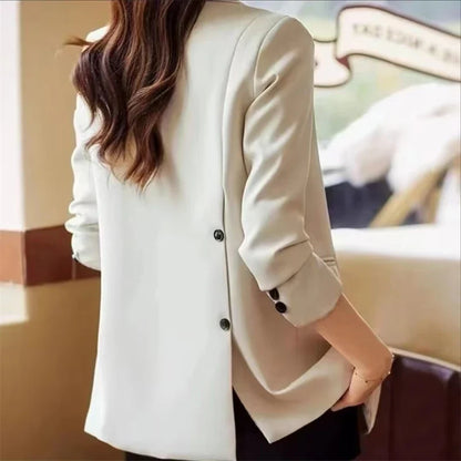 Spring Autumn 2025 Women's Small Suit Jacket Korean Version Leisure Ladies Blazer Coat Temperament Design Sense Lady Outerwear
