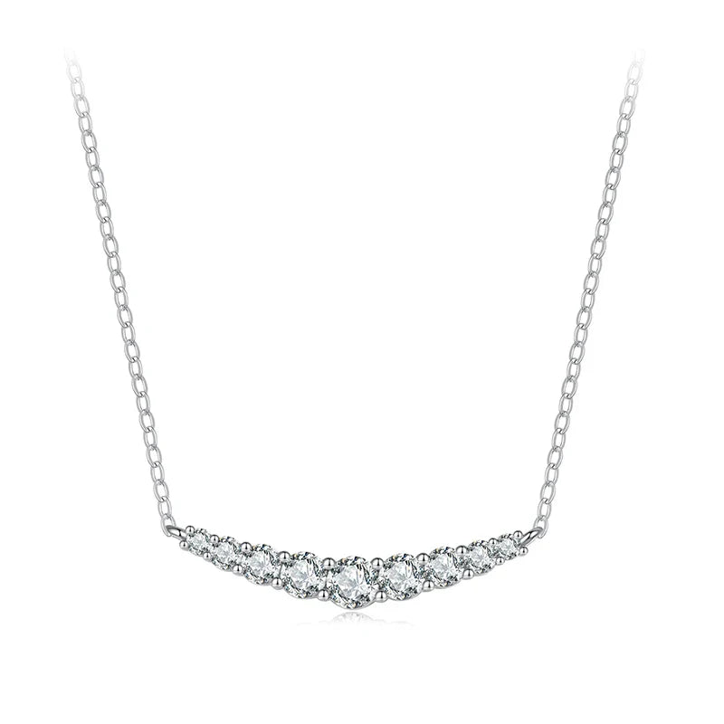 Moissanite Smile Necklace, Round Brilliant Cutting Lab Grown Diamond Gold Plated 43cm 925 Sterling Silver Necklaces