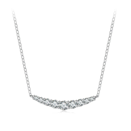 Moissanite Smile Necklace, Round Brilliant Cutting Lab Grown Diamond Gold Plated 43cm 925 Sterling Silver Necklaces