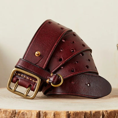 Pure Cowhide 3.8cm Wide Genuine Leather Belt for Men Double Pin Buckle Male Jeans Belts Top Quality Luxury Gift Waistband