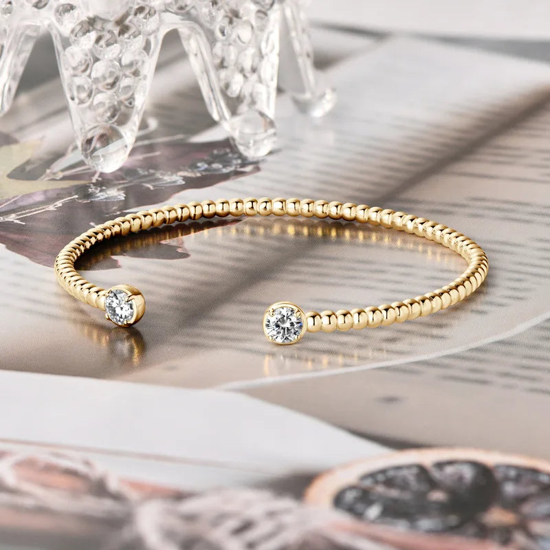 1CTTW 18k Plated Moissanite Bangles for Women 100% Solid S925 Silver Stackable Jewelry Adjustable Lab Diamond Bracelets