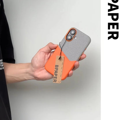 Case For iPhone 17 Pro Max Air Leather and Fabric Splicing Texture Card Insertion Magnetic Phone Cover For iPhone 17 Pro Shell