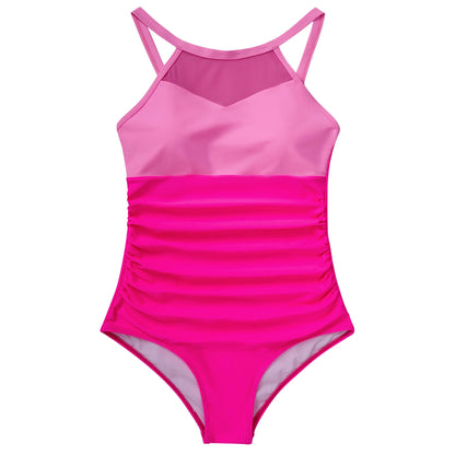 XL Size One Piece Swimsuit Women Mesh Hollow Out Swimwear For Women Solid Padded Push Up Plus Size Summer Bathing Suits Female