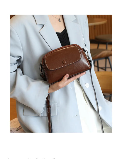 mini small genuine leather vintage bag Crossbody Bag luxury mobile phone shoulder bag  women mobile bag for women