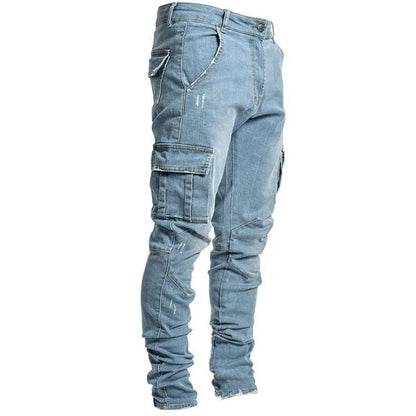 2022 New Jeans Men Fashion Hole Streetwear Straight Jeans Spring Summer Moto & Biker Skinny Casual Denim Pants For Men