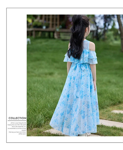 Fashion Chiffon Boho Girls Dresses Bohemian Beach Kids Clothing Vestido Girl Outfit Robe Fille Casual Maxi Children Dress Summer