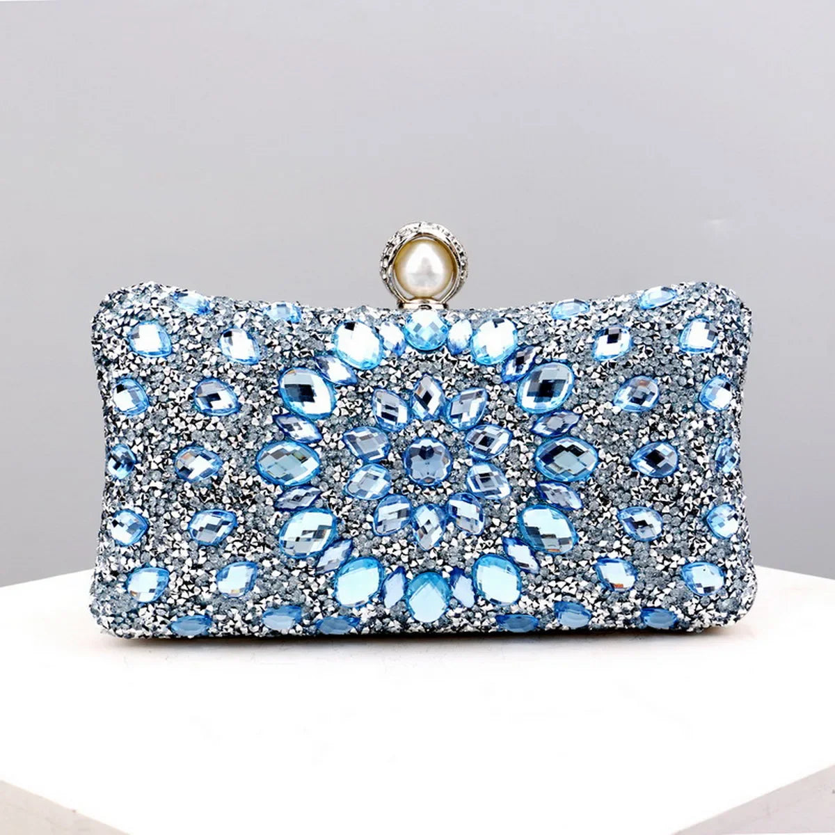 Full Diamonds Evening Bags Acrylic Flower Rhinestones Clutch Bags Metal Pearl Luxury Prom Wedding Dinner Handbags