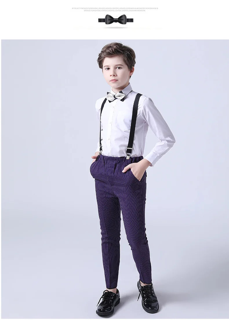 Boys Summer Wedding Suit Kids 1Year Birthday Vest Pants 2PCS Formal Suit Child Party Ceremony Costume Teenager Photography Suit