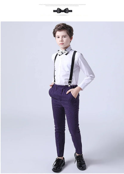 Boys Summer Wedding Suit Kids 1Year Birthday Vest Pants 2PCS Formal Suit Child Party Ceremony Costume Teenager Photography Suit
